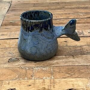 Vtg Doug Wylie Whale Dolphin Tail Handle Coffee Mug Cup Ceramic Art Pottery